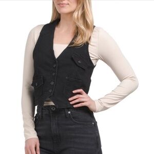 NWT Nicole Miller Black Denim Vest